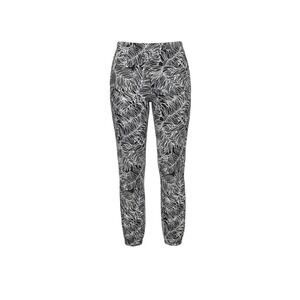 New Look Jogger Pants Womens XL Black White Tropical Palm Leaf Rayon Cuffed